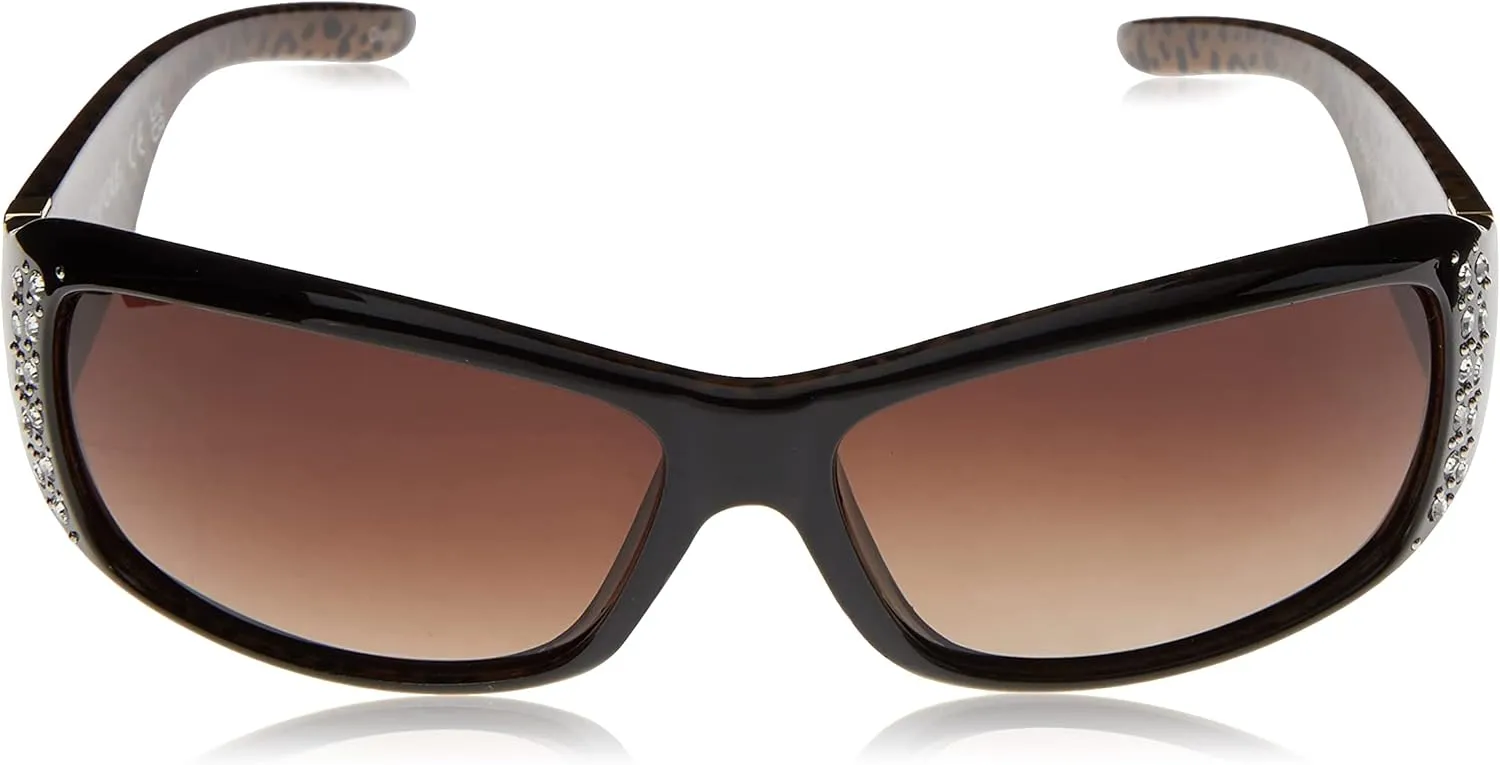Southpole Women's 1067sp Bedazzled Wrap Uv400 Protective Rectangular Sunglasses. Cool Gifts for Her, 62 Mm