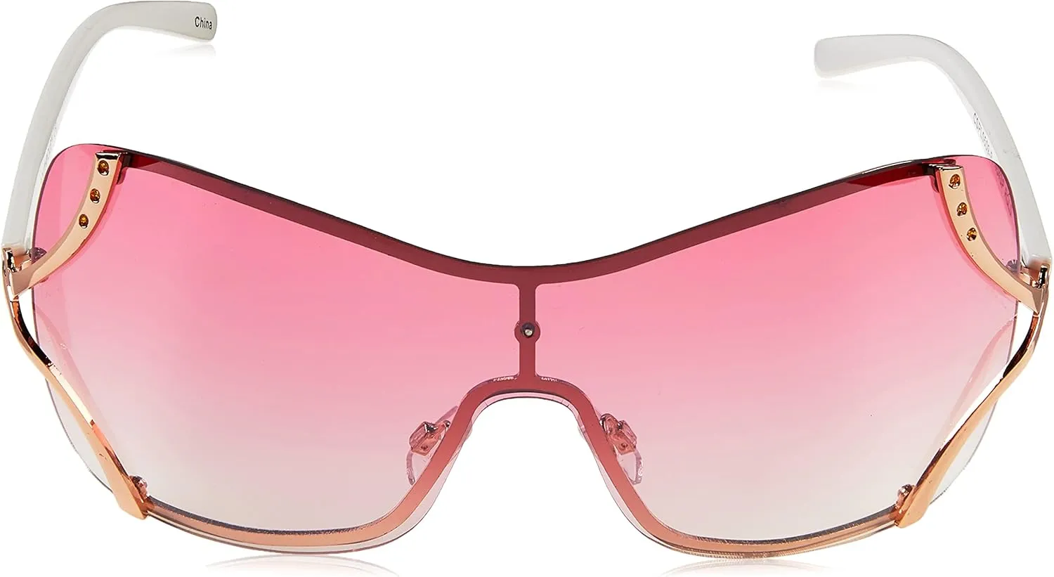 Southpole Women's 454sp Glitzy Metal Shield Sunglasses (140mm) -Uv400 Protection, Trendy Gift for Her Rectangular