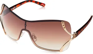 Southpole Women's 454sp Glitzy Metal Shield Sunglasses (140mm) -Uv400 Protection, Trendy Gift for Her Rectangular