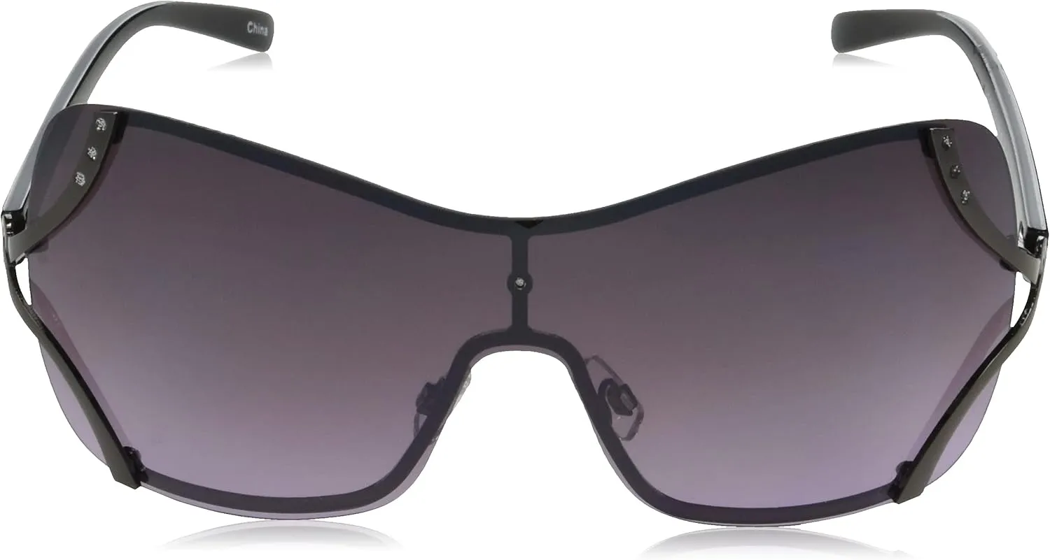 Southpole Women's 454sp Glitzy Metal Shield Sunglasses (140mm) -Uv400 Protection, Trendy Gift for Her Rectangular