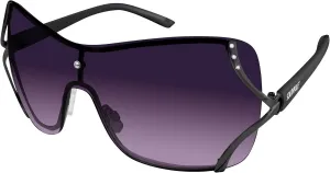 Southpole Women's 454sp Glitzy Metal Shield Sunglasses (140mm) -Uv400 Protection, Trendy Gift for Her Rectangular