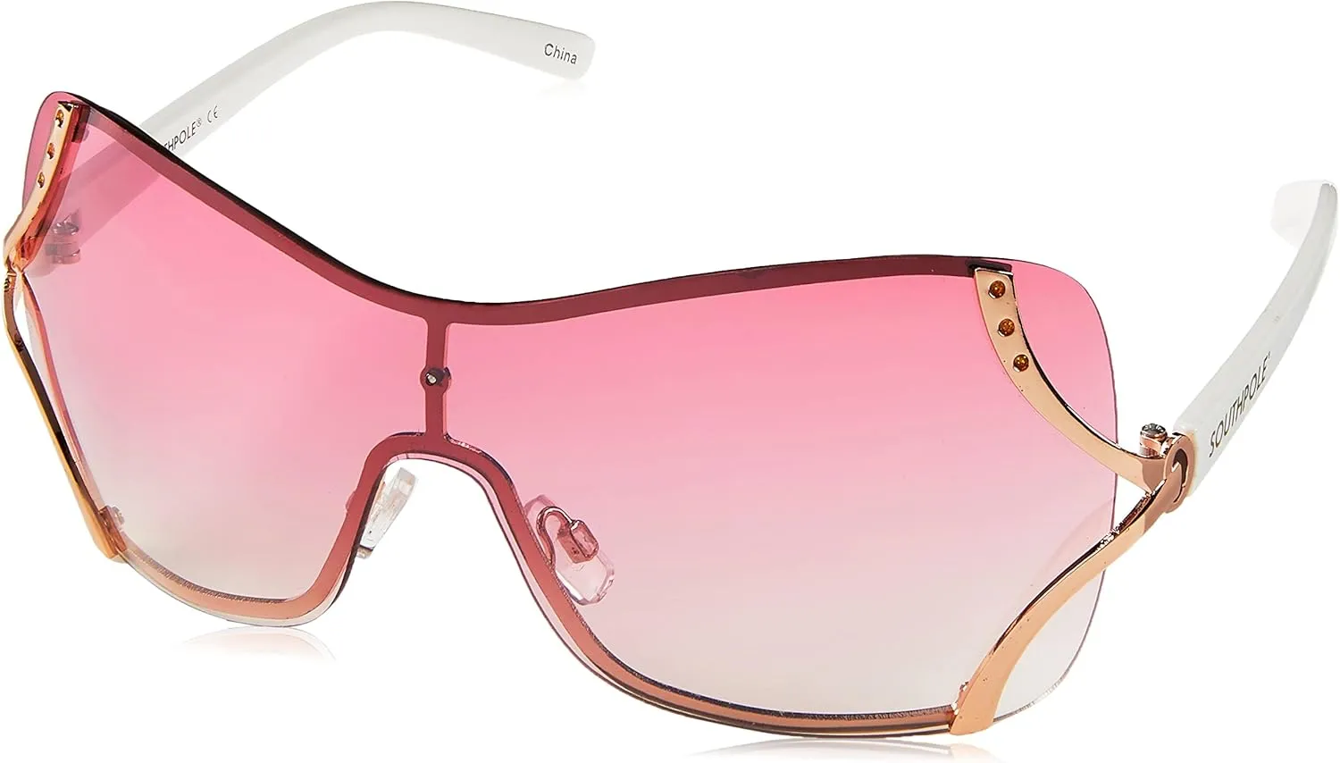 Southpole Women's 454sp Glitzy Metal Shield Sunglasses (140mm) -Uv400 Protection, Trendy Gift for Her Rectangular