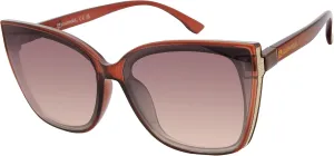 Southpole Women's Sparkling Cat Eye Sunglasses, Crystal Brown, 62 mm