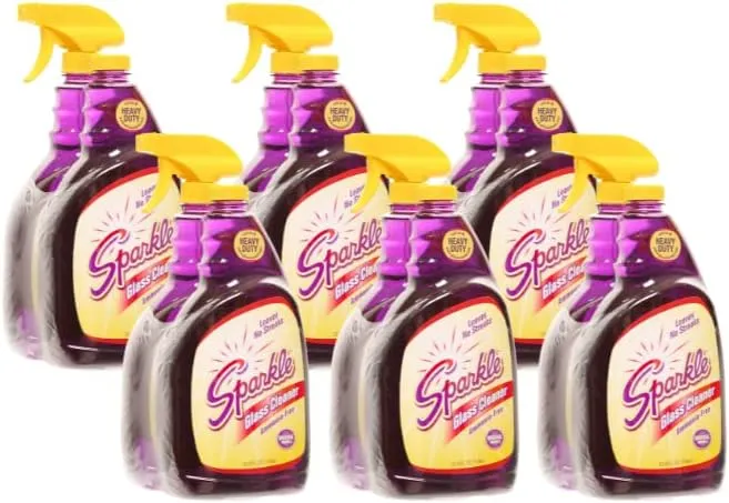 Sparkle Glass Cleaner 1 Spray Bottle 33.8 And 1 Refill 33.8, Ammonia-Free Original Formula Heavy Duty Glass Cleaner, Leaves No Streaks (67.6 Fl Oz,Pack of 6)