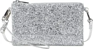 Sparkling Evening Clutch Silver Bride Purse for Wedding Bling Clutch Handbag for Party