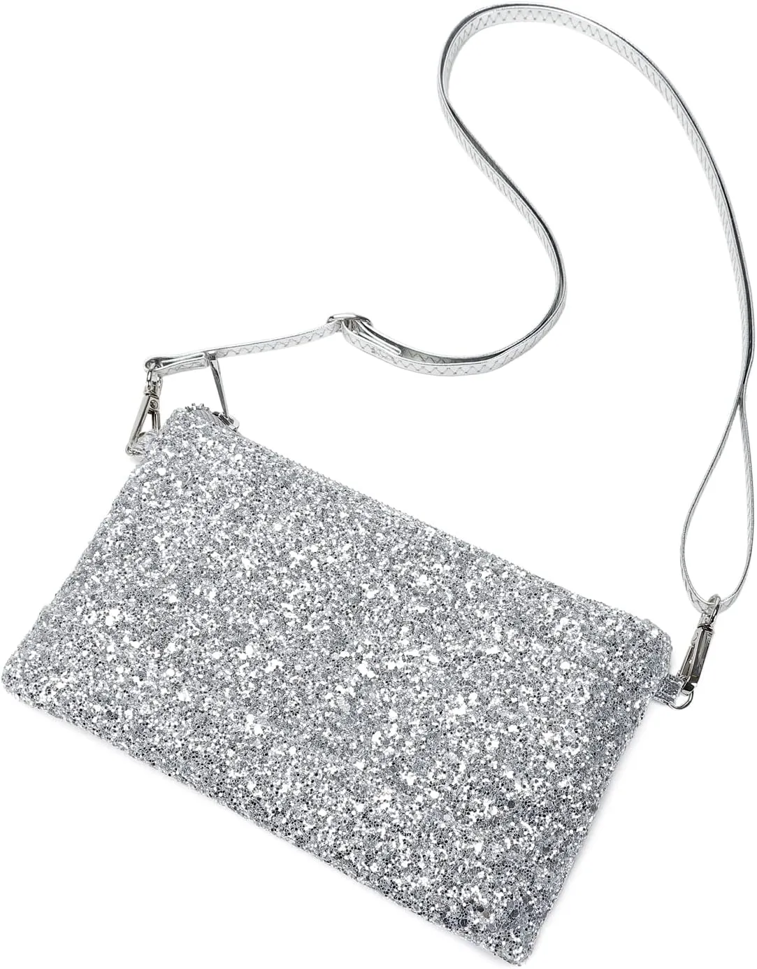 Sparkling Evening Clutch Silver Bride Purse for Wedding Bling Clutch Handbag for Party