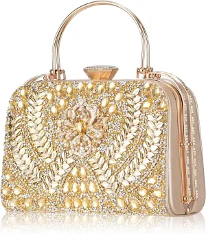 Sparkling Evening Clutches for Women Top Handle Rhinestone Handbags Ladies Luxury Cocktail Party Bling Chain Satche