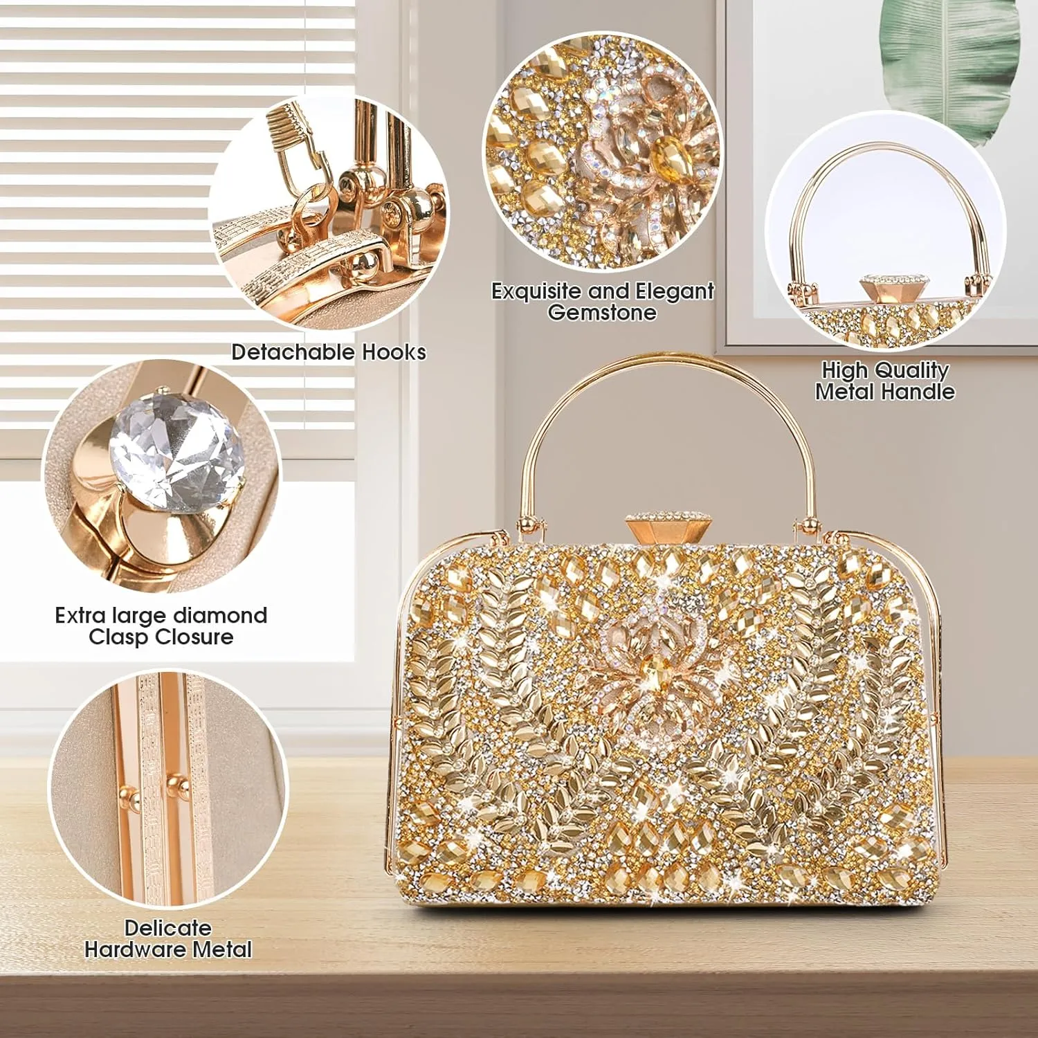Sparkling Evening Clutches for Women Top Handle Rhinestone Handbags Ladies Luxury Cocktail Party Bling Chain Satche