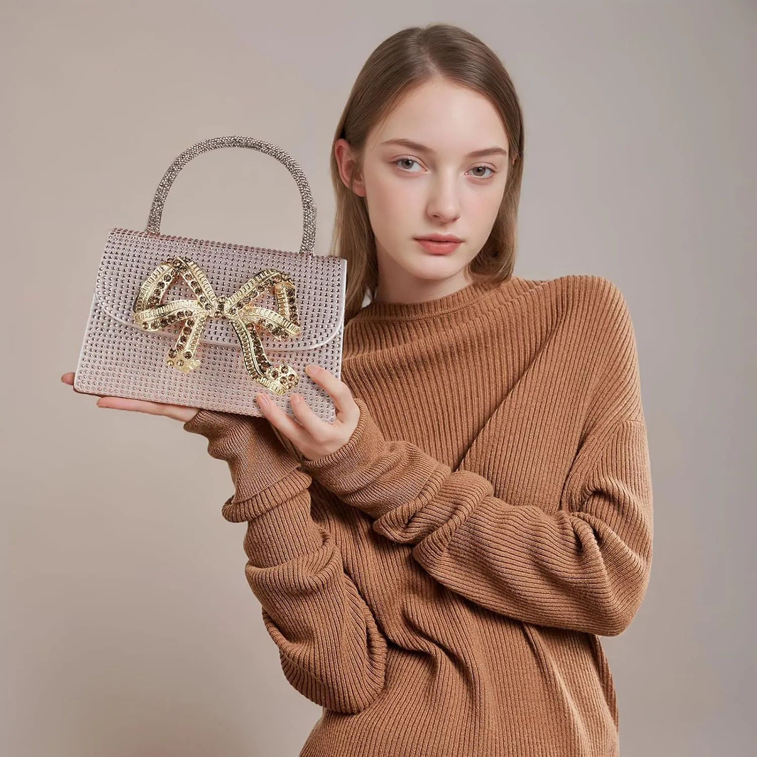 Sparkling Evening Clutches for Women Top Handle Rhinestone Handbags Ladies Luxury Cocktail Party Bling Chain Satche
