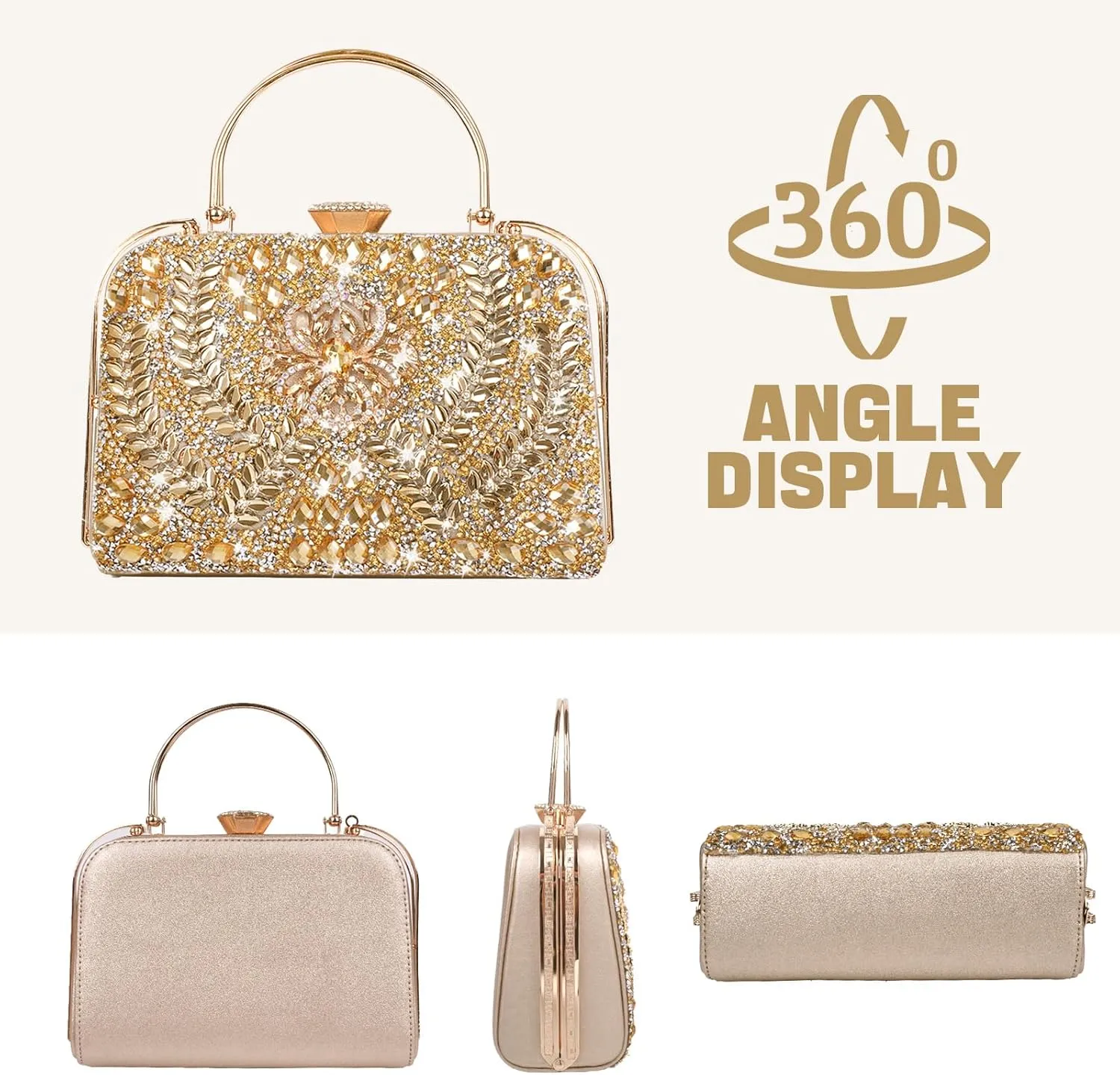 Sparkling Evening Clutches for Women Top Handle Rhinestone Handbags Ladies Luxury Cocktail Party Bling Chain Satche