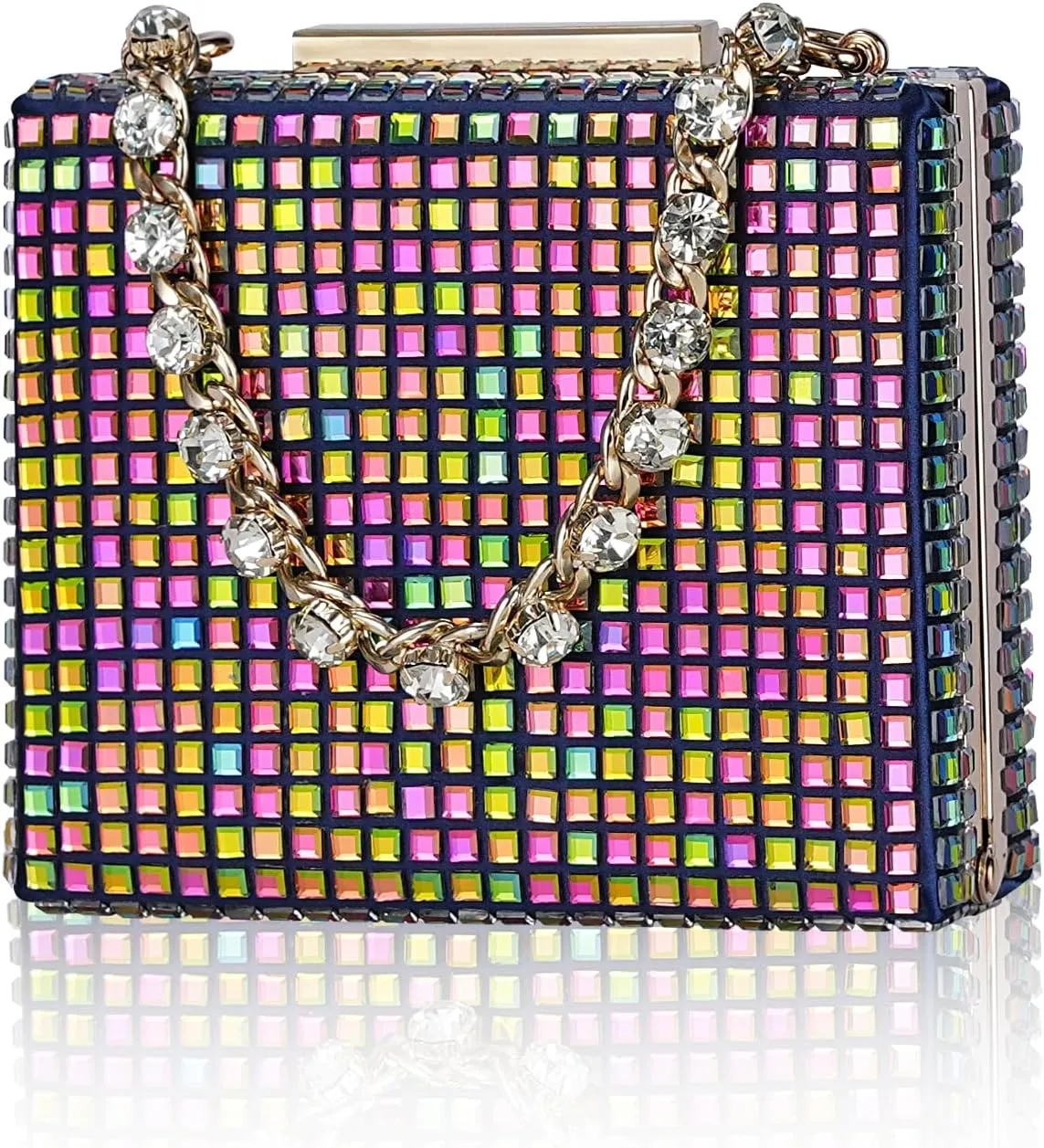 Sparkling Evening Clutches for Women Top Handle Rhinestone Handbags Ladies Luxury Cocktail Party Bling Chain Satche