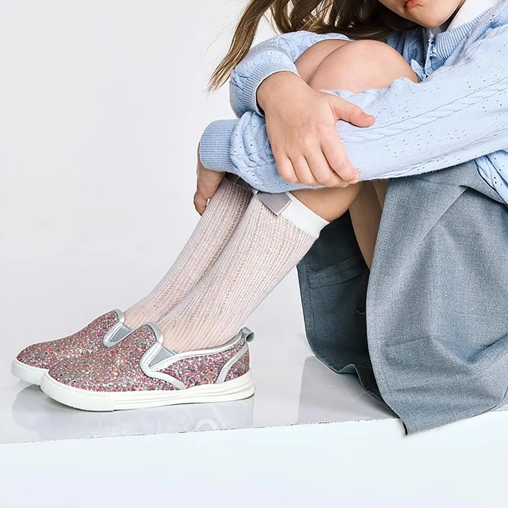 Sparkly Sneakers for Girls 3-12 Years Slip-On Comfort Fit Casual Princess Shoes