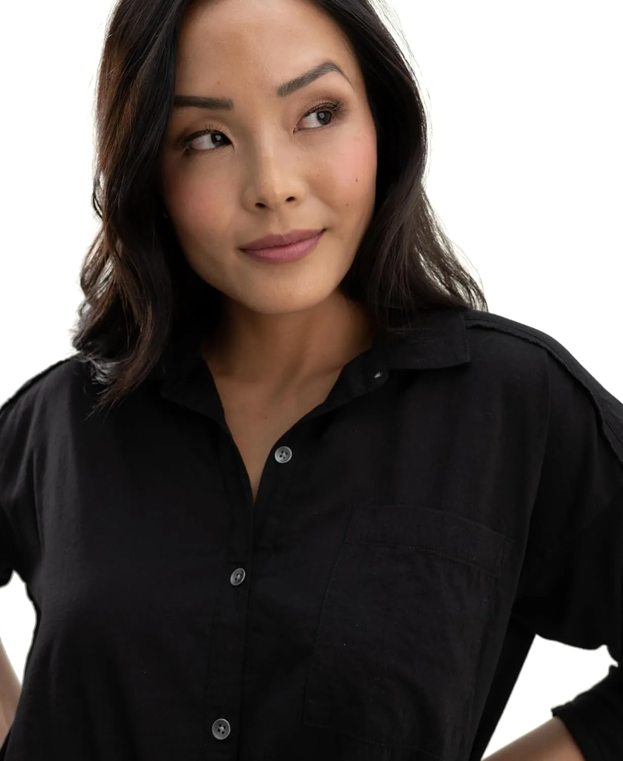 Splendid Women's Paige Shirt | Elegant Woven Front, Cozy Knit Back, and Chic Tie Collar