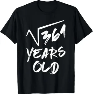 Square Root Of 361 Retro 19 Year Old Math Funny Vintage T-Shirt
