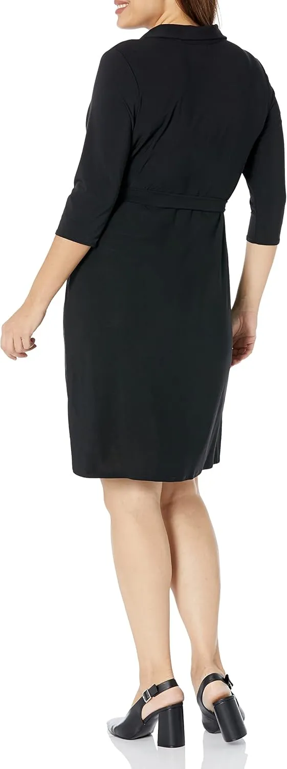 Star Vixen Women's Three-Quarter-Sleeve Faux Wrap Dress