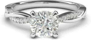 Sterling Silver 4-Prong Petite Twisted Vine Simulated 1.0 CT Diamond Or Moissanite Engagement Ring Promise Bridal Ring