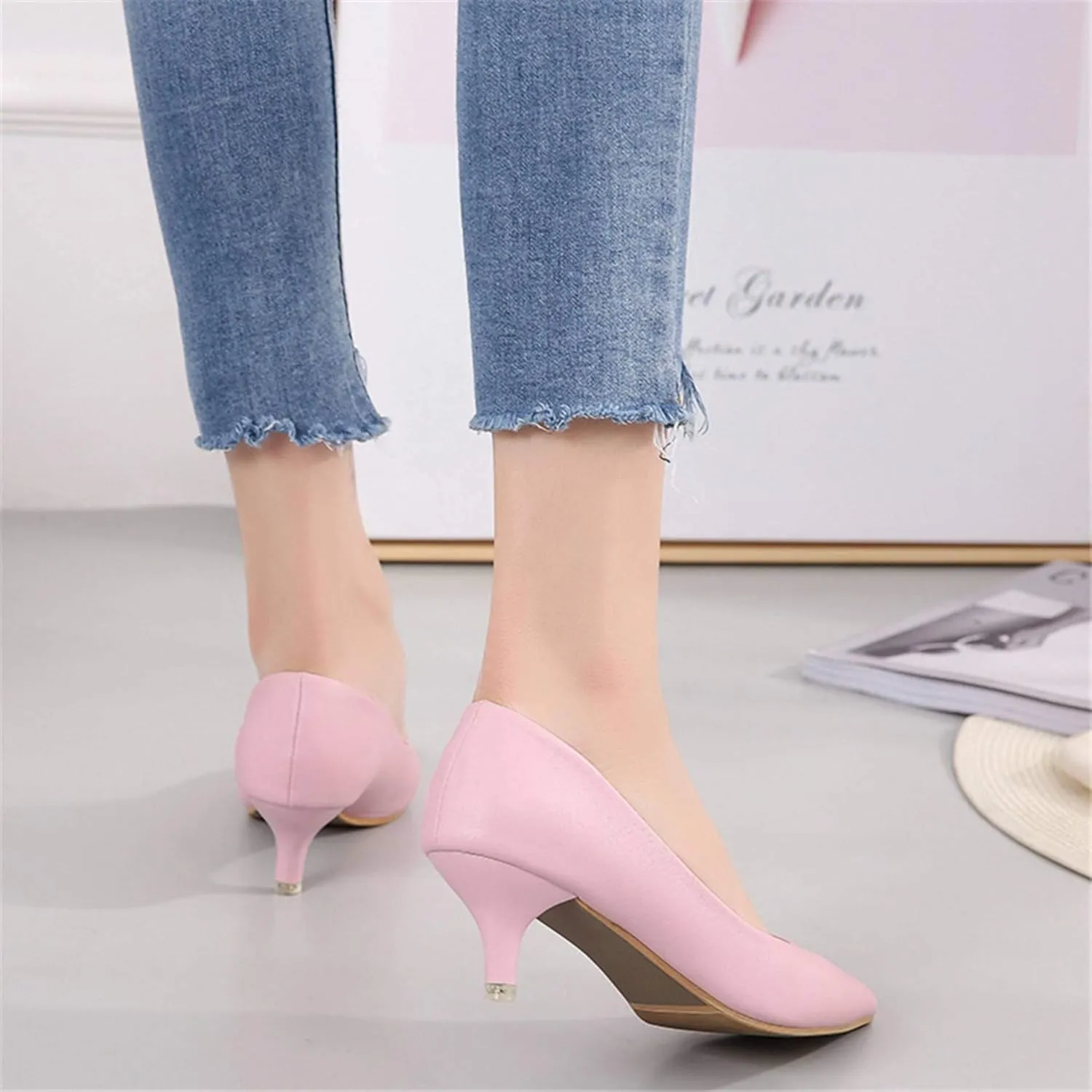 Stunner Women's Classic Fashion Pointed Toe Low Heel Dress Pumps Shoes