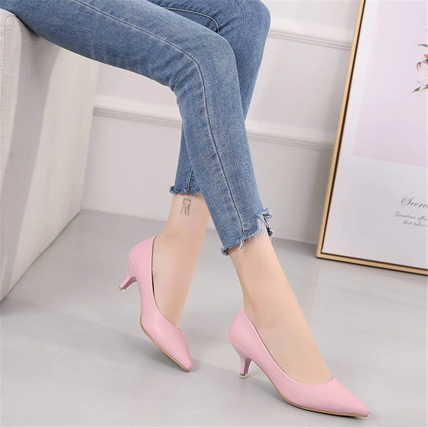 Stunner Women's Classic Fashion Pointed Toe Low Heel Dress Pumps Shoes