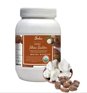 SULU ORGANICS USDA Certified Organic Expeller Pressed White Refined Shea Butter (2 lb)