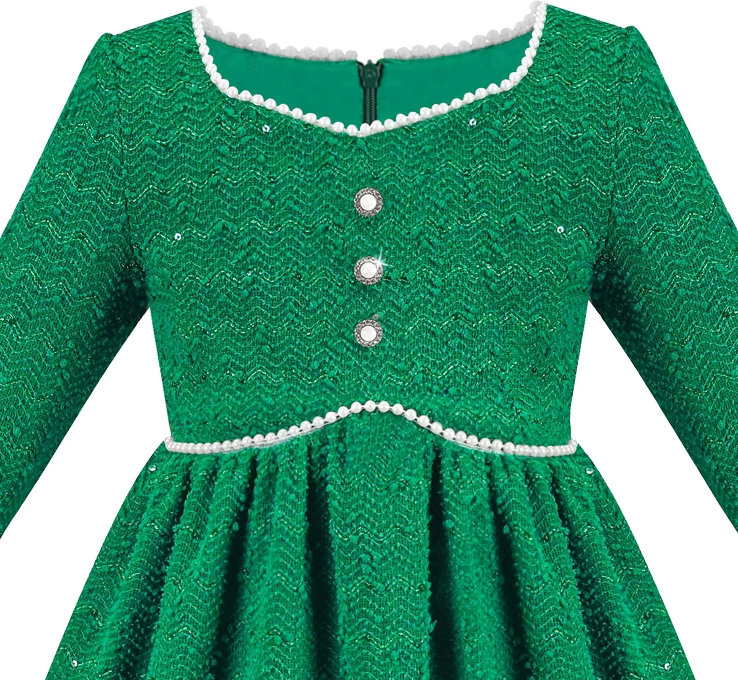 Sunny Fashion Girls Dress Christmas Hat Red Velvet Long Sleeve Holiday Size 4-14
