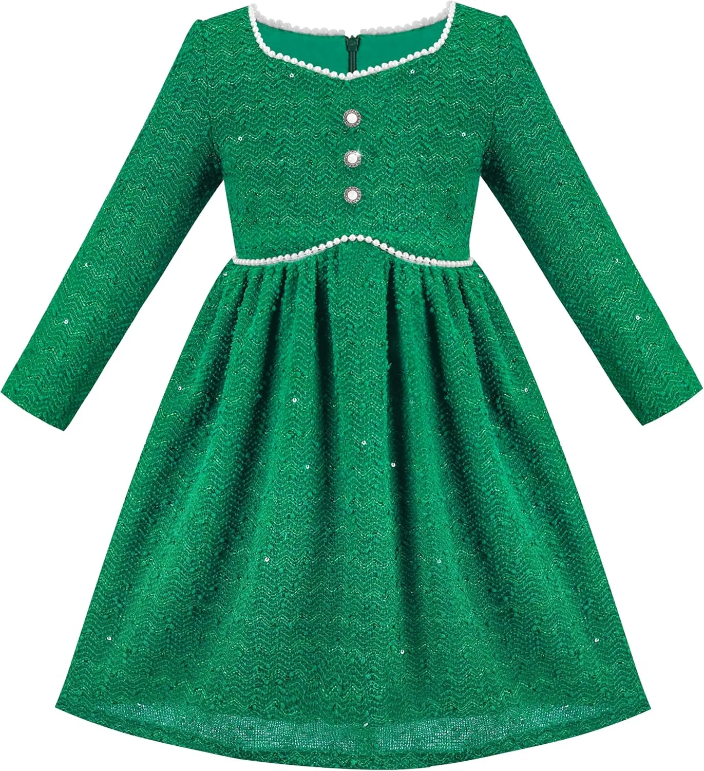 Sunny Fashion Girls Dress Christmas Hat Red Velvet Long Sleeve Holiday Size 4-14