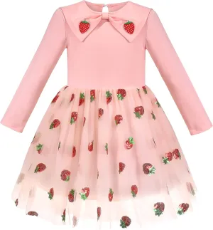 Sunny Fashion Girls Dress Long Sleeve Christmas Owl Sparkling Sequin Tulle