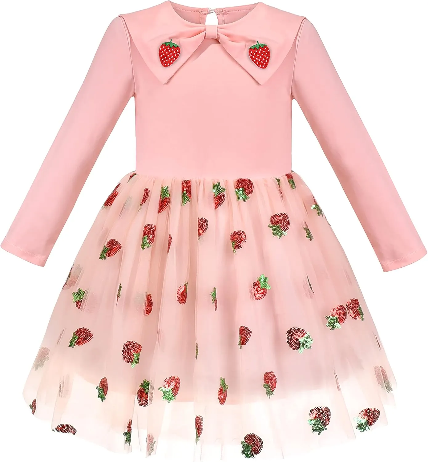 Sunny Fashion Girls Dress Long Sleeve Christmas Owl Sparkling Sequin Tulle