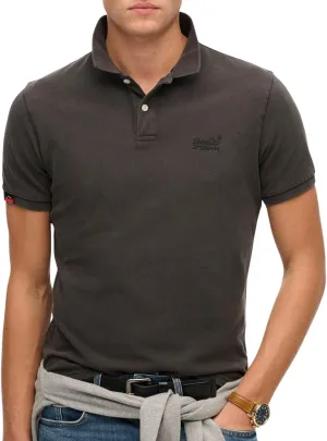 Superdry Men's Vint Destroy Polo Shirt, Destroy Black