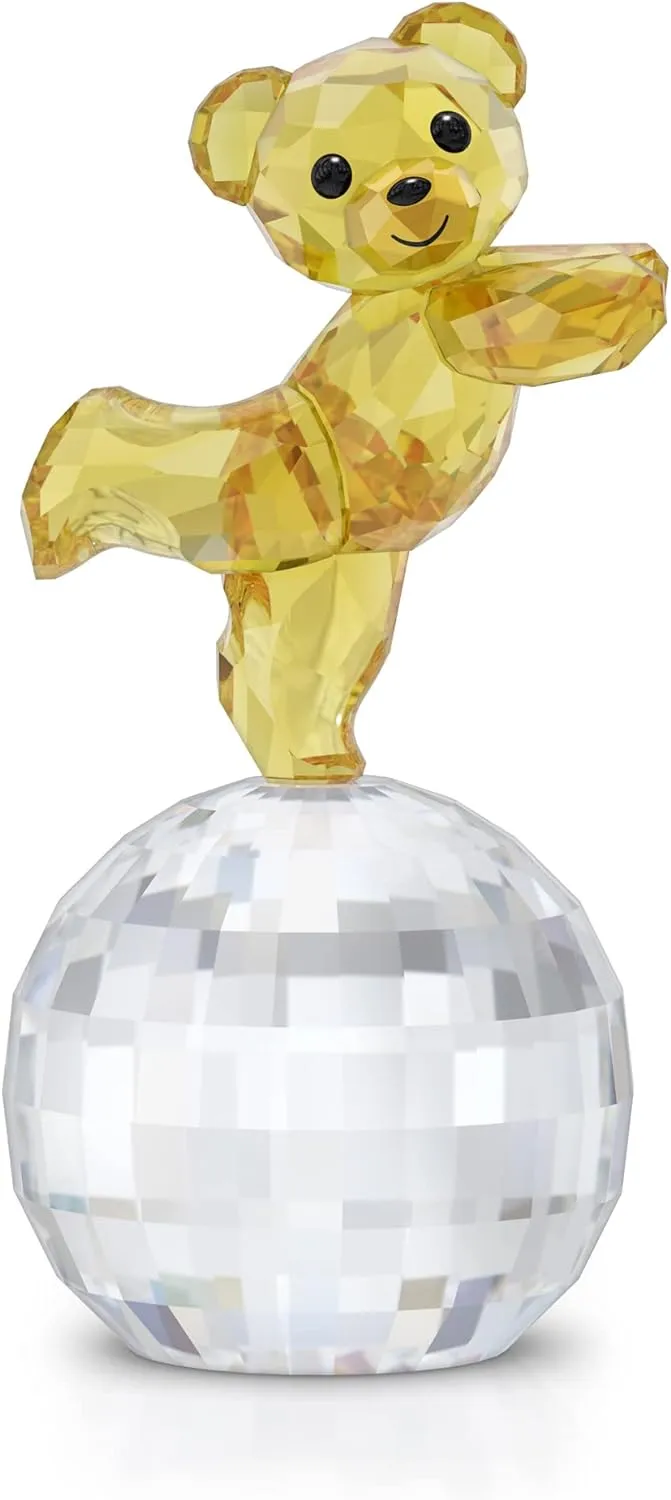 SWAROVSKI Kris Bear Ready to Disco Collectible Figurine, Yellow and Clear Crystals, Part of the Swarovski Kris Bears Collection
