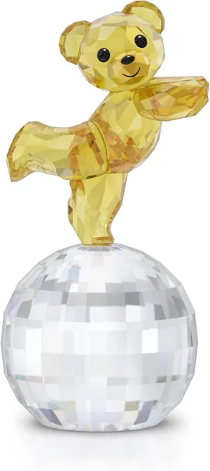 SWAROVSKI Kris Bear Ready to Disco Collectible Figurine, Yellow and Clear Crystals, Part of the Swarovski Kris Bears Collection