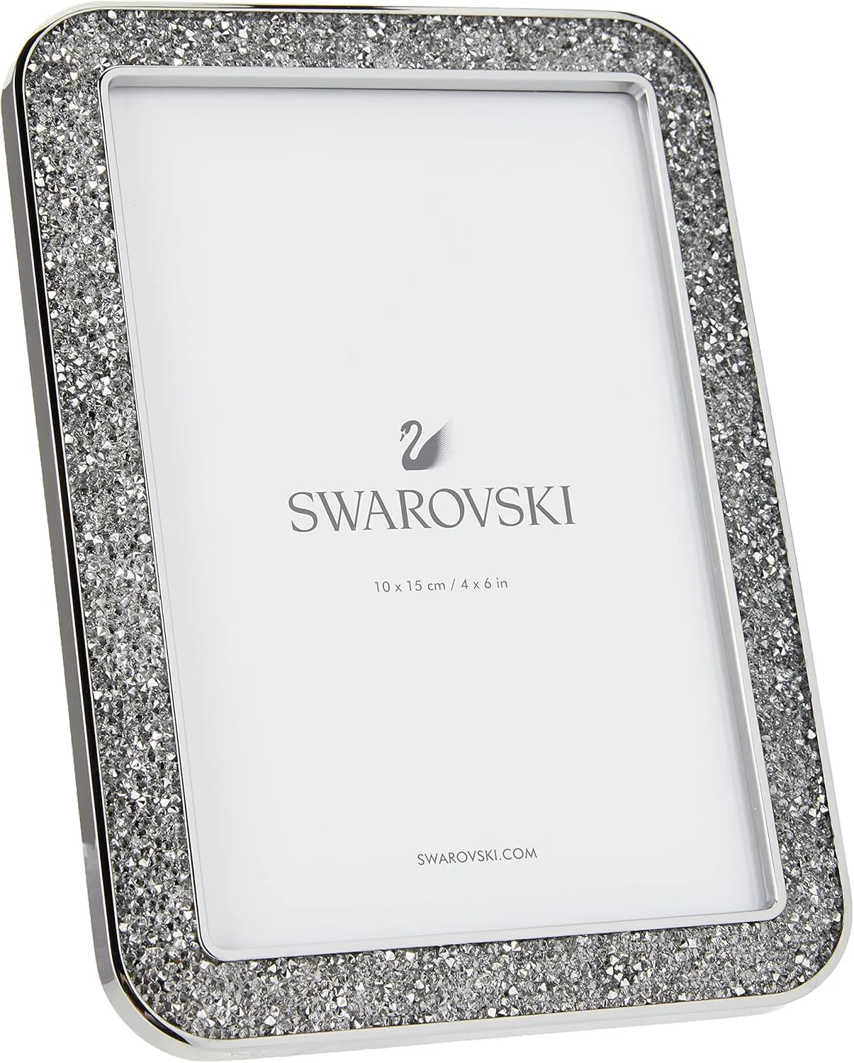 SWAROVSKI Minera Picture Frame, Silver-Tone Metal Picture Frame with Clear Swarovski Crystal Accents, For Pictures Measuring 4 x 6 Inches, Part of the Swarovski Minera Collection