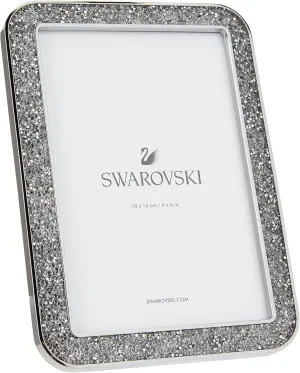 SWAROVSKI Minera Picture Frame, Silver-Tone Metal Picture Frame with Clear Swarovski Crystal Accents, For Pictures Measuring 4 x 6 Inches, Part of the Swarovski Minera Collection
