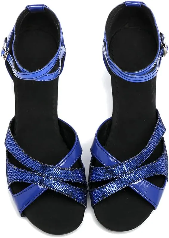 SWDZM Glitter Latin Dance Shoes for Women Salsa Bachata Ballroom Performance Dance Shoes Outdoor