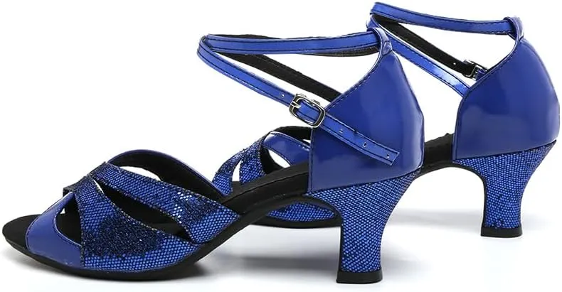 SWDZM Glitter Latin Dance Shoes for Women Salsa Bachata Ballroom Performance Dance Shoes Outdoor