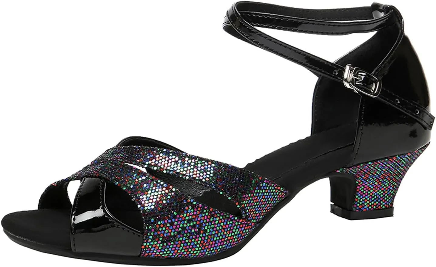 SWDZM Glitter Latin Dance Shoes for Women Salsa Bachata Ballroom Performance Dance Shoes Outdoor