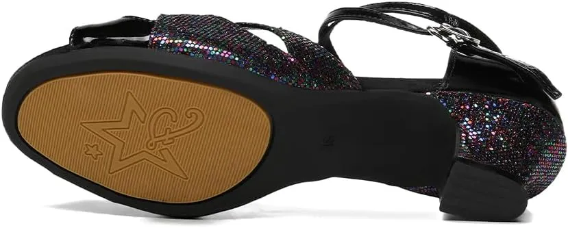 SWDZM Glitter Latin Dance Shoes for Women Salsa Bachata Ballroom Performance Dance Shoes Outdoor