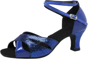 SWDZM Glitter Latin Dance Shoes for Women Salsa Bachata Ballroom Performance Dance Shoes Outdoor