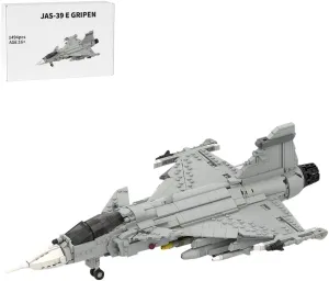 Swedish Light Single-Engine Supersonic Multirole Fighter Building Blocks Set, MOC-210715 JAS-39 E GRIPEN-1/35 Scale Aircraft Model Bricks, Perfect for Gift, Collectible, Decoration (1494PCS)