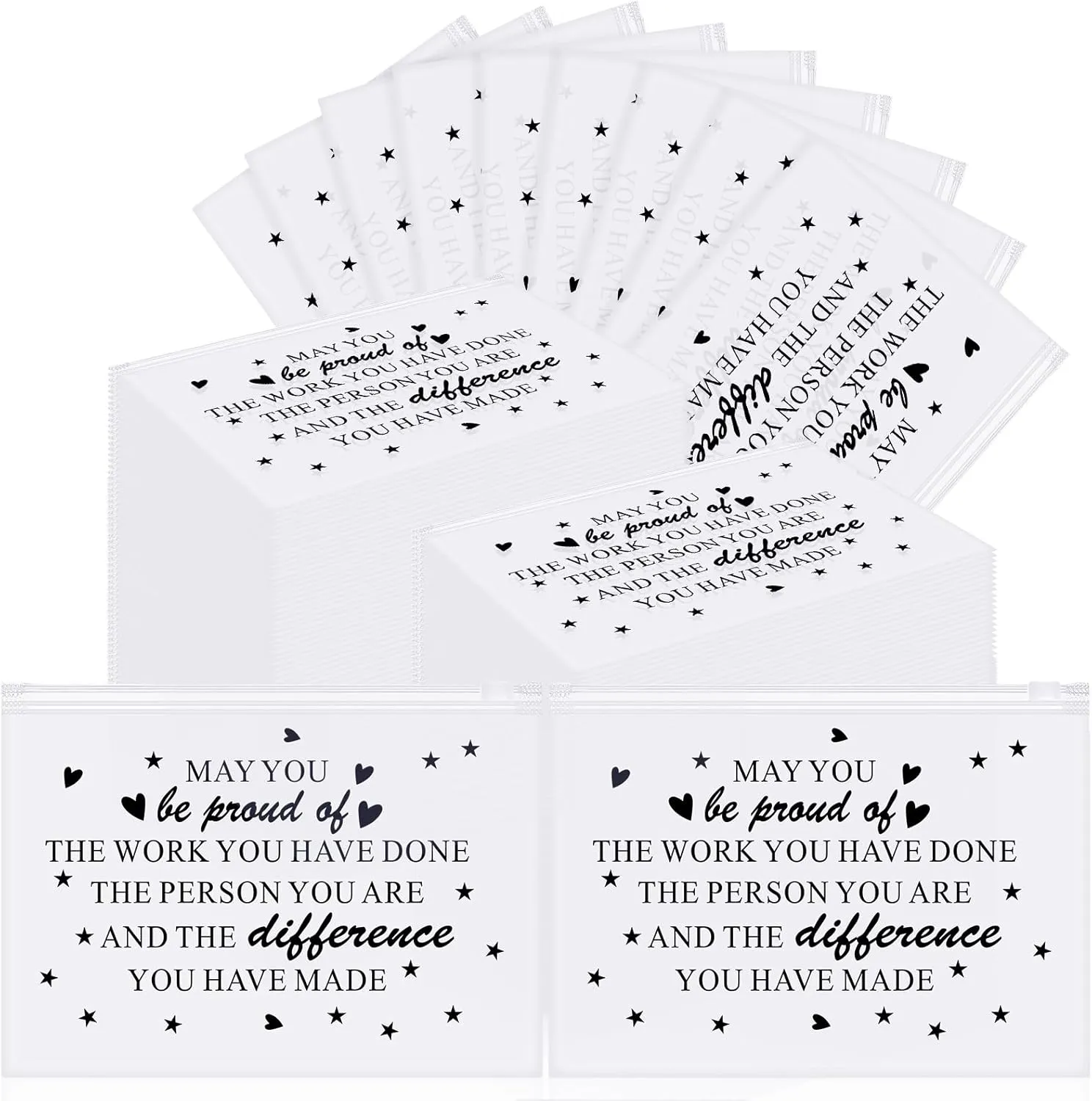 Sweetude 100 Pcs Bulk Inspirational Gifts for Women Worker Nurse Travel Makeup Bags You Are Braver Awesome EVA Cosmetic Toiletry Bag Birthday Mother's Day Gift(Proud,8 x 6 Inch)