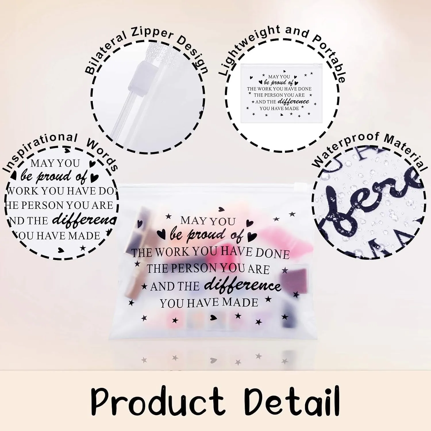 Sweetude 100 Pcs Bulk Inspirational Gifts for Women Worker Nurse Travel Makeup Bags You Are Braver Awesome EVA Cosmetic Toiletry Bag Birthday Mother's Day Gift(Proud,8 x 6 Inch)