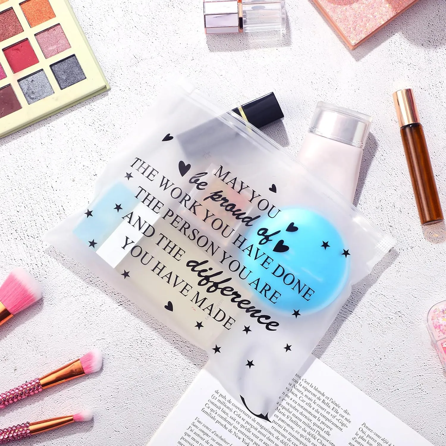 Sweetude 100 Pcs Bulk Inspirational Gifts for Women Worker Nurse Travel Makeup Bags You Are Braver Awesome EVA Cosmetic Toiletry Bag Birthday Mother's Day Gift(Proud,8 x 6 Inch)