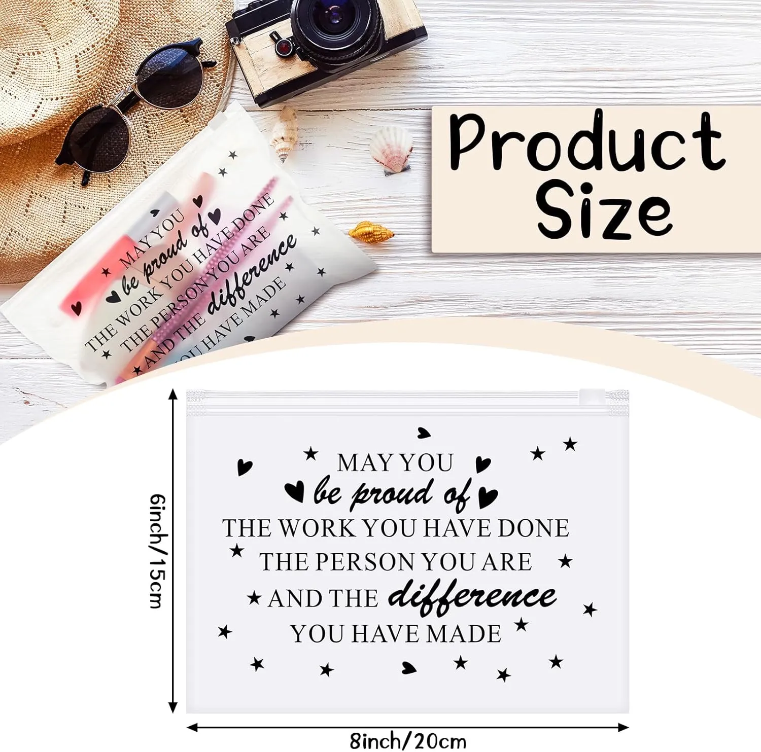 Sweetude 100 Pcs Bulk Inspirational Gifts for Women Worker Nurse Travel Makeup Bags You Are Braver Awesome EVA Cosmetic Toiletry Bag Birthday Mother's Day Gift(Proud,8 x 6 Inch)