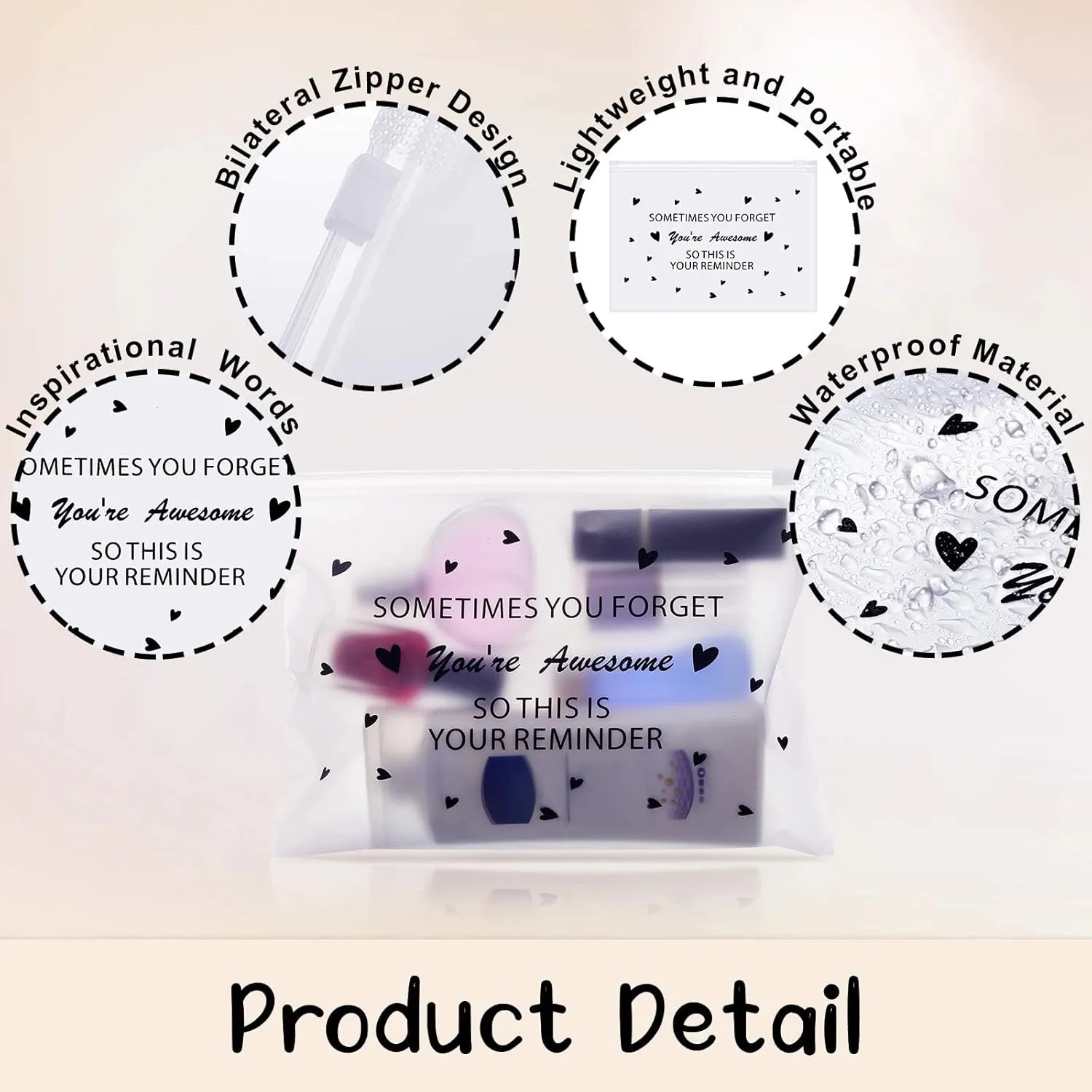 Sweetude 100 Pcs Bulk Inspirational Gifts for Women Worker Nurse Travel Makeup Bags You Are Braver Awesome EVA Cosmetic Toiletry Bag Birthday Mother's Day Gift(You Are Awesome,6 x 4 Inch)