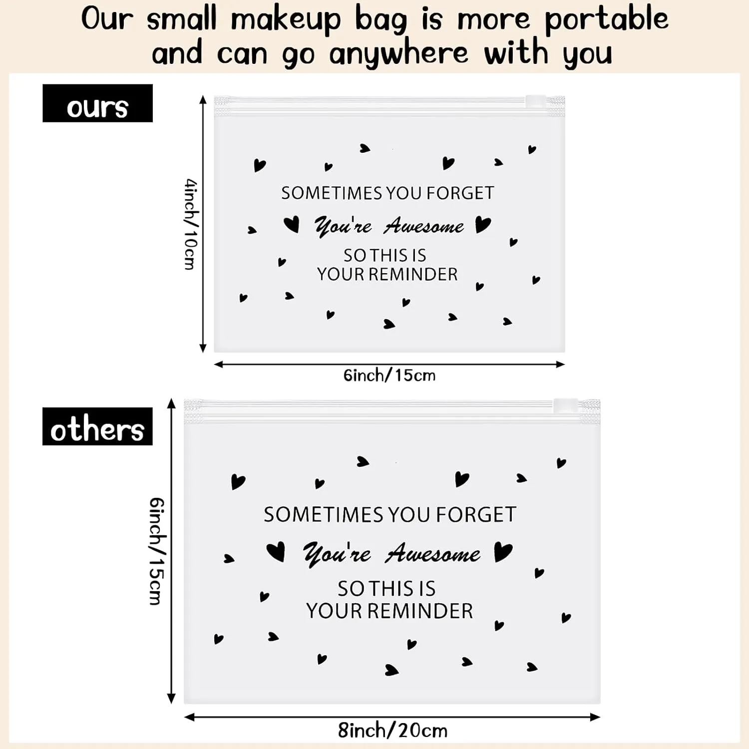 Sweetude 100 Pcs Bulk Inspirational Gifts for Women Worker Nurse Travel Makeup Bags You Are Braver Awesome EVA Cosmetic Toiletry Bag Birthday Mother's Day Gift(You Are Awesome,6 x 4 Inch)
