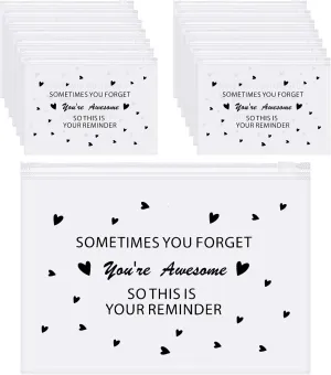 Sweetude 100 Pcs Bulk Inspirational Gifts for Women Worker Nurse Travel Makeup Bags You Are Braver Awesome EVA Cosmetic Toiletry Bag Birthday Mother's Day Gift(You Are Awesome,6 x 4 Inch)