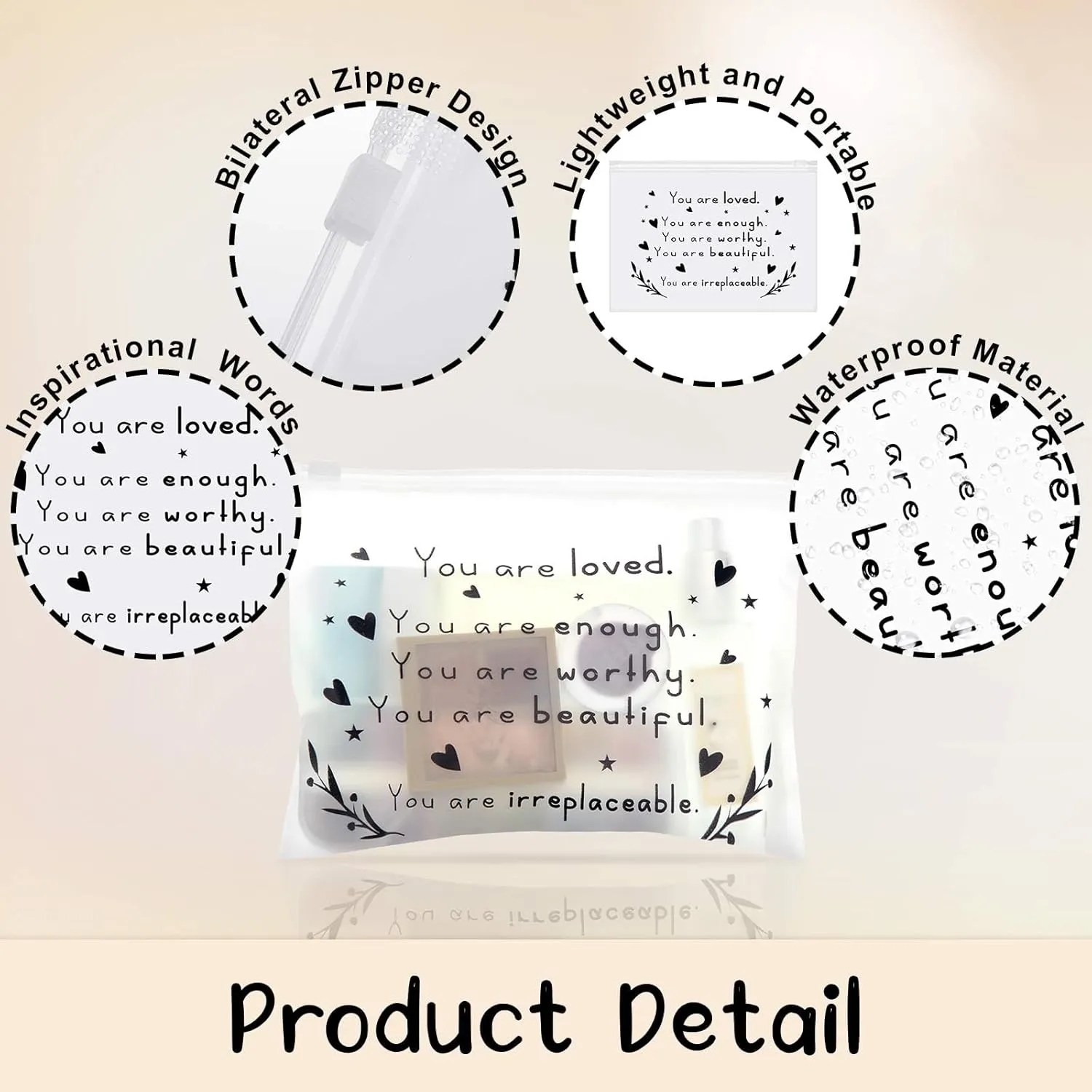 Sweetude 100 Pcs Bulk Inspirational Gifts for Women Worker Nurse Travel Makeup Bags You Are Braver Awesome EVA Cosmetic Toiletry Bag Birthday Mother's Day Gift(You're Loved,8 x 6 Inch)