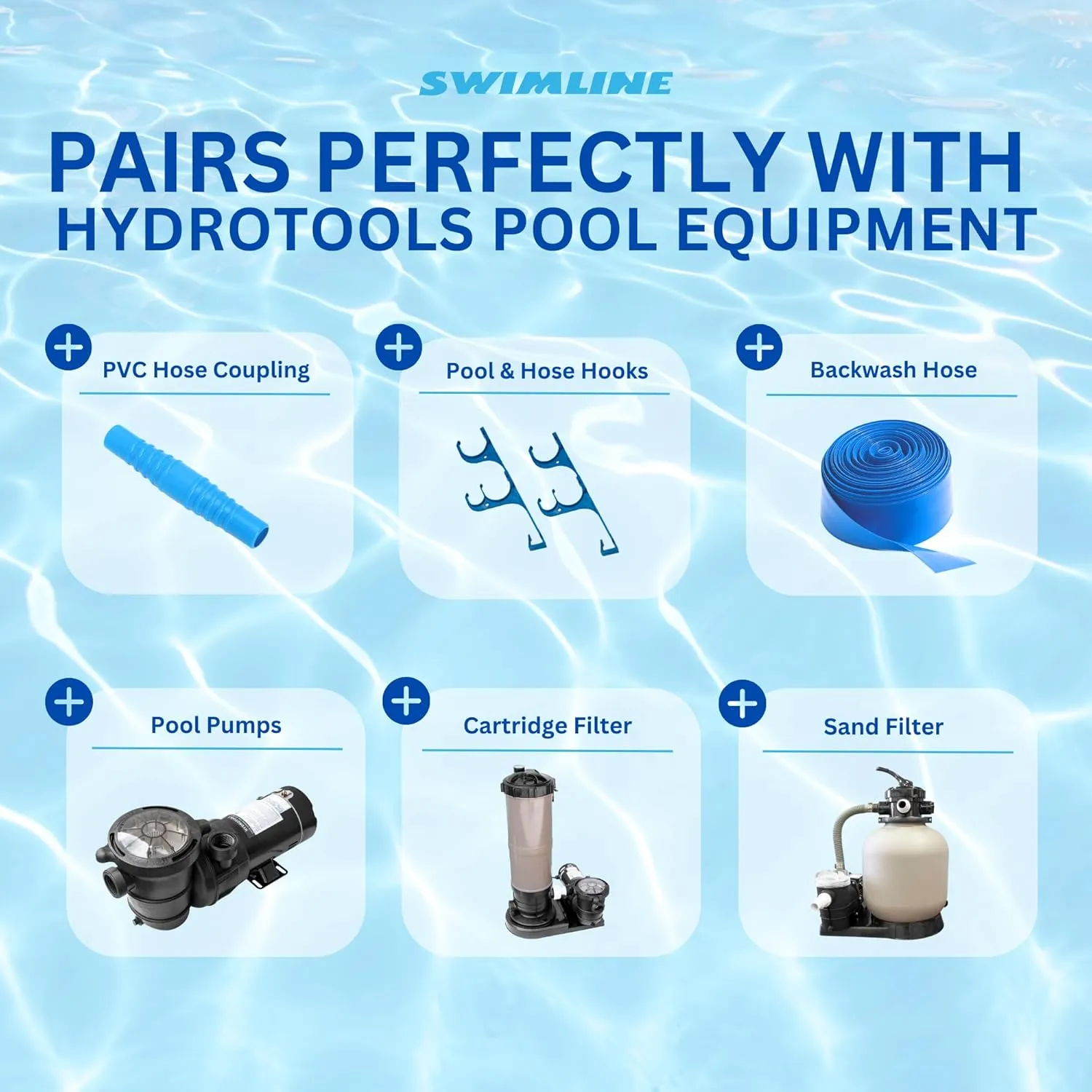 SWIMLINE HYDROTOOLS Swimming Pool Vacuum Hose With Kink-Resistant Swivel Cuff 1.25'' X 18' For Inground Pools - Compatible With Vacuum Heads, Skimmers, Filter Pump Inlets, And Other Pool Accessories