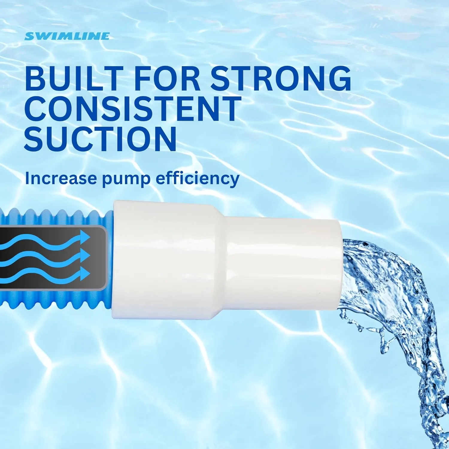 SWIMLINE HYDROTOOLS Swimming Pool Vacuum Hose With Kink-Resistant Swivel Cuff 1.25'' X 18' For Inground Pools - Compatible With Vacuum Heads, Skimmers, Filter Pump Inlets, And Other Pool Accessories