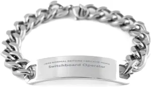Switchboard Operator mom Stainless Steel Bracelet for Mom Gifts from Daughters Sons - I was Normal Before I Became, Birthday Gifts for Mom - Mother Gifts, Cuban Chain