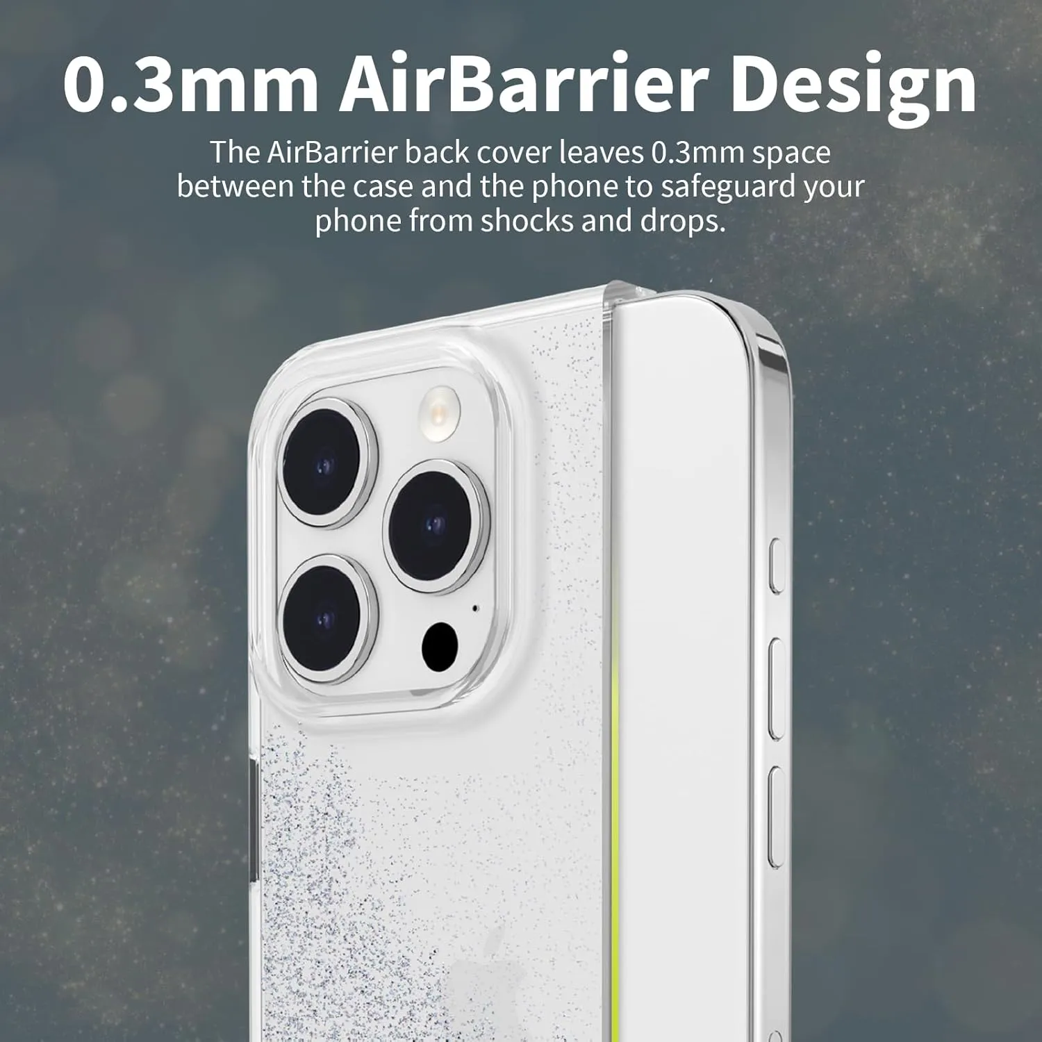 SWITCHEASY Glitter Case Compatible with Phone 15 Pro Max - Cute Case for Women, 6.7" Clear Glitter Case Sparkles Vividly | Starfield - Cosmos Nebula